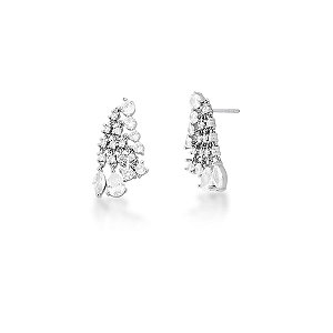 Brinco Ear Cuff Curvo com Zircônias e Navete