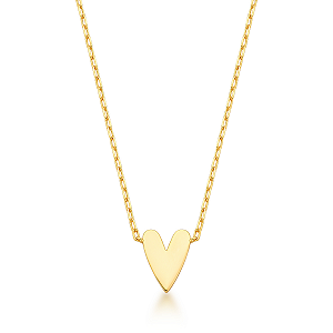 Colar Coração Liso – Malha Cartier em Banho Dourado (45 cm)