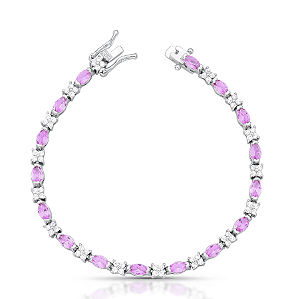 Pulseira Maleável com Navetes Intercaladas e Flores Laterais