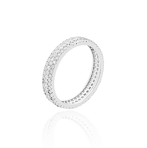 Anel Inteiro Três Fileiras Cravejadas em Prata 925