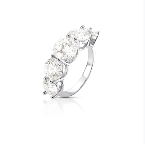Anel Meia Aliança com 5 Moissanites 2.0ct