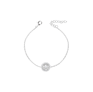 Pulseira elo português com pizza cravejada em prata 925