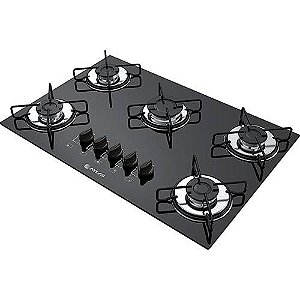 Cooktop à Gás 5 Bocas Atlas Agile Preto com Mega Chama