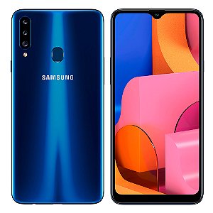 SMARTPHONE SAMSUNG Galaxy A20s Azul 32GB, Câmera Tripla Traseira, Selfie de 8MP, Tela Infinita de 6.5, Leitor de Digital, Octa Core e Android 9.0
