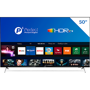 Smart TV Philips 50 4K UHD 50PUG7625/78, P5, HDR10+, Dolby Vision, Dolby Atmos, Bluetooth, Wi-Fi, 3 HDMI, 2 USB - Preto Bordas Ultrafinas
