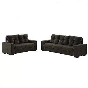 Conjunto Sofá 2 e 3 Lugares Veludo Golfe Espresso Móveis Bombom/Bombom