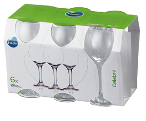 TACA VIDRO 400ML VINHO 6PCS CE