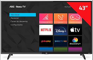TV LED 43 Full HD AOC Roku 43S519578 com Wifi
