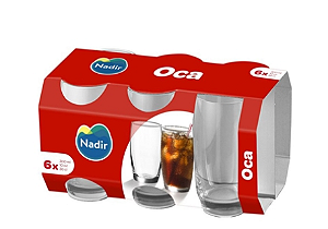 COPO VIDRO 300ML 6PCS OCA