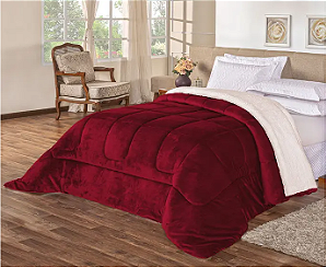 Coberdrom Queen 2,40m X 2,20m Manta Microfibra E Sherpa Com Toque De La de Carneiro Everest - Vinho