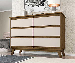 Cômoda Para Quarto Arezzo Chanel com 6 Gavetas