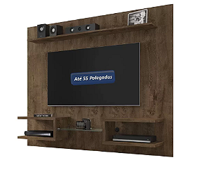 Painel para Tv até 55 Pol 163 cm Nicho e Vidro Atlas Bechara - Madeira Rustica (