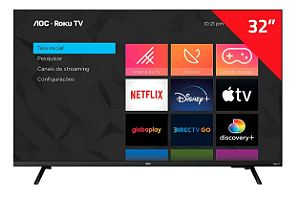 TV 32 AOC SMART ROKU HD 32S5135/78G 32S5135/78G PRETO BIVOLT