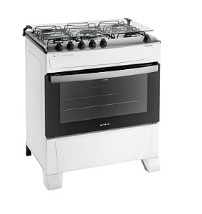 Fogão 5 Bocas Branco com Mesa Inox Atlas Atenas Bivolt