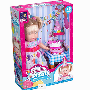 BONECA SONHO AZUL FELIZ ANIVER