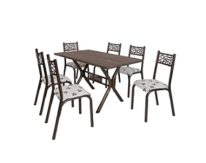 CONJUNTO DE MESA JADE 1,36 COM 6 CAD