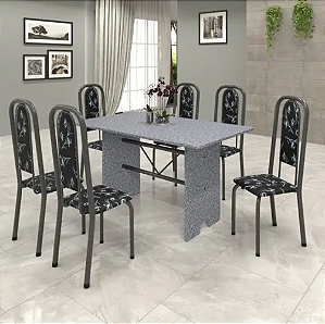 CONJUNTO DE MESA GRANITO 1,40 COM 6 CAD