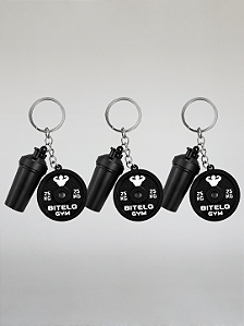 Chaveiro Anilha + Coqueteleira Bitelo Gym - Preto