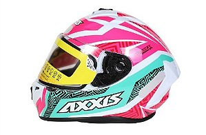 CAPACETE AXXIS DRAKEN TRACER GLOSS WHITE/TIFANY/PINK