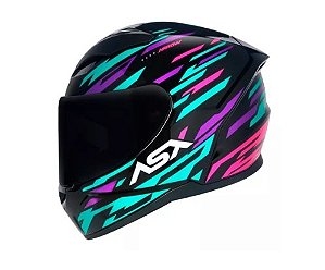 CAPACETE ASX CITY ARROW BRILHO PRETO/TIFFANY/ROXO