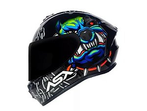 CAPACETE ASX DRAKEN BULL CYBER BRILHO PRETO/AZUL