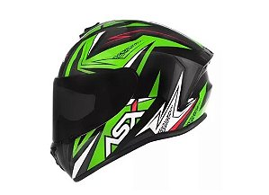 CAPACETE ASX DRAKEN VECTOR BRILHO PRETO/VERDE/BRANCO