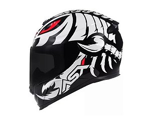 CAPACETE ASX EAGLE SCORPION BRILHO PRETO/BRANCO/VERMELHO