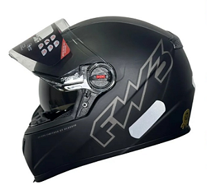 CAPACETE FW3 GTX CLASSIC PRETO FOSCO C/OCULOS