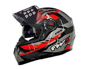 CAPACETE FW3 GTX FOX GRAFITE/VERM