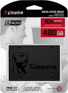 SSD Kingston A400, 480 GB, SATA III, 2.5", Leitura: 500 MB/s, Gravação: 450 MB/s, Preto - SA400S37/480G