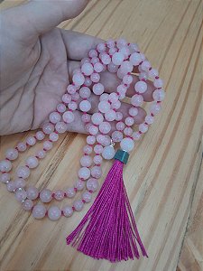Japamala 108 contas de Quartzo Rosa: A Joia da Meditação e do Amor