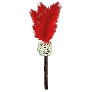 Brinquedo Stick Matatabi Com Bola e Pena Jambo Vermelho Único