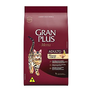 Ração GranPlus Menu Gatos Adultos Frango e Arroz 1 kg