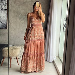 Vestido Longo Laise Marrom