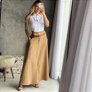 Saia Midi Evasê Alfaiataria