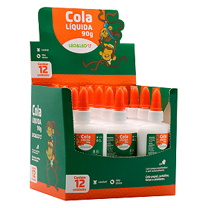Cola Branca Escolar Liquida 90 Gramas Cx/12 Und Leoeleo