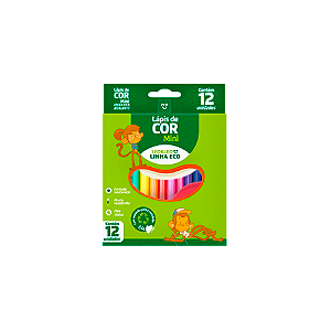 Lápis 12 Cores Eco Mini Sextavado Flex Ecológico  C/6 Und