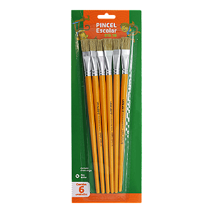 Pincel Escolar Chato Cabo Longo Ref.815-16 Blister/06 Und