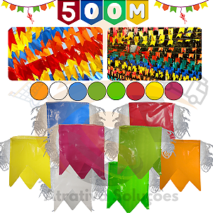Bandeirola Cor Unica 18x22 Junina Plastica 500 Metros