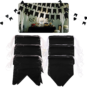 Bandeirola Plástica Preta 18x22 Festa Halloween Eventos Times Clubes Ornamentação 100M