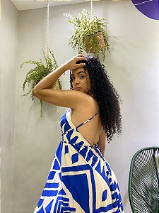 Vestido Lenço Eco Tribal Azul