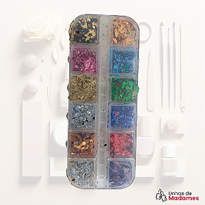KIT DE FOLHAS DE OURO PARA UNHAS - DECORAÇÃO, ALONGAMENTO E ENCAPSULAMENTO