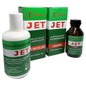 Kit Resina Acrílica Auto Pó Incolor 78g + Líquido 60ml Jet Clássico