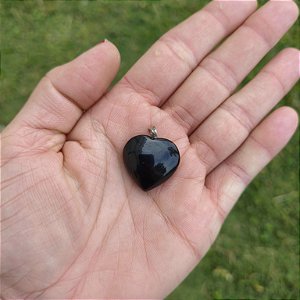 Pingente Coração Médio de Obsidiana Negra