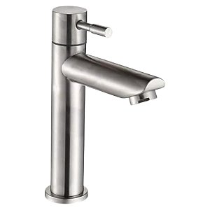 Torneira para Banheiro Baixa Prata Moderna em Aço Inox