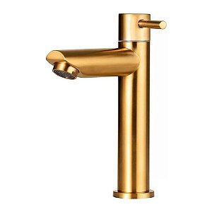 Torneira para Banheiro Baixa Dourada Moderna Aço Inox