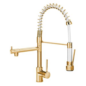 Torneira Cozinha c/ Monocomando Gourmet Inox Dourado
