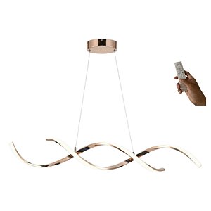 Lustre Pendente Led Espiral Moderno 54w 100cm Rose C/ Controle