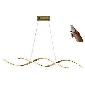 Lustre Pendente Led Espiral Moderno 54w 100cm Dourado C/ Controle