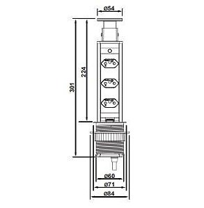 TORRE DE TOMADAS POWERDOCK H3-P 110-250V 16A PRETA